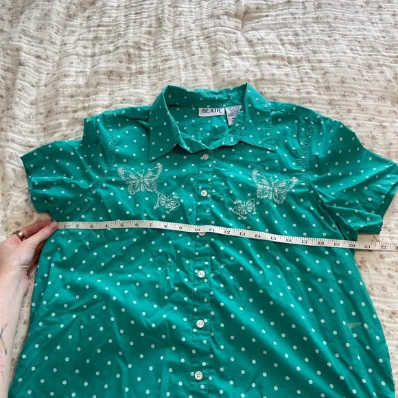 Blair Teal and white polka dot button-up - Picture 4 of 7